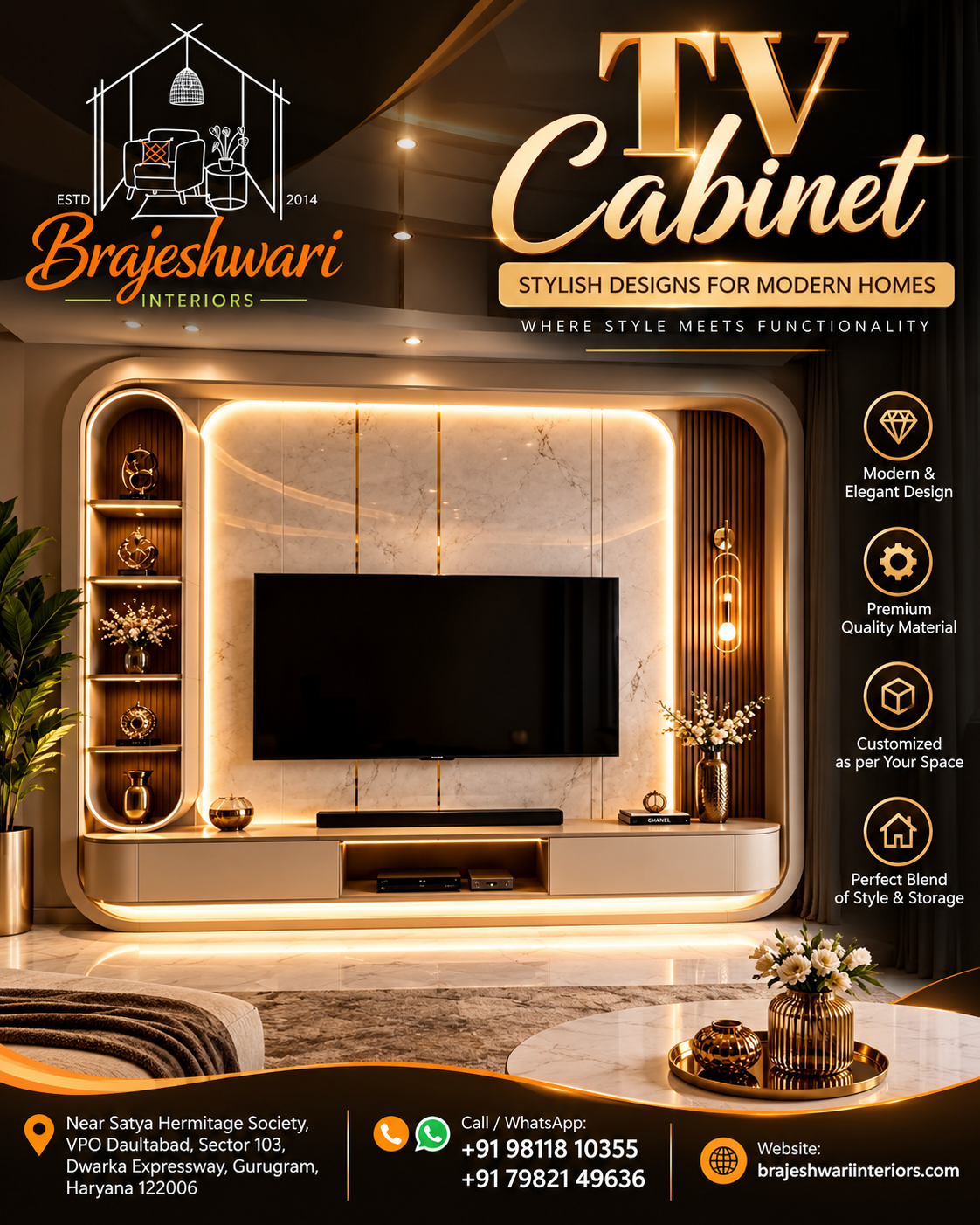TV Cabinet By Brajeshwari Interiors