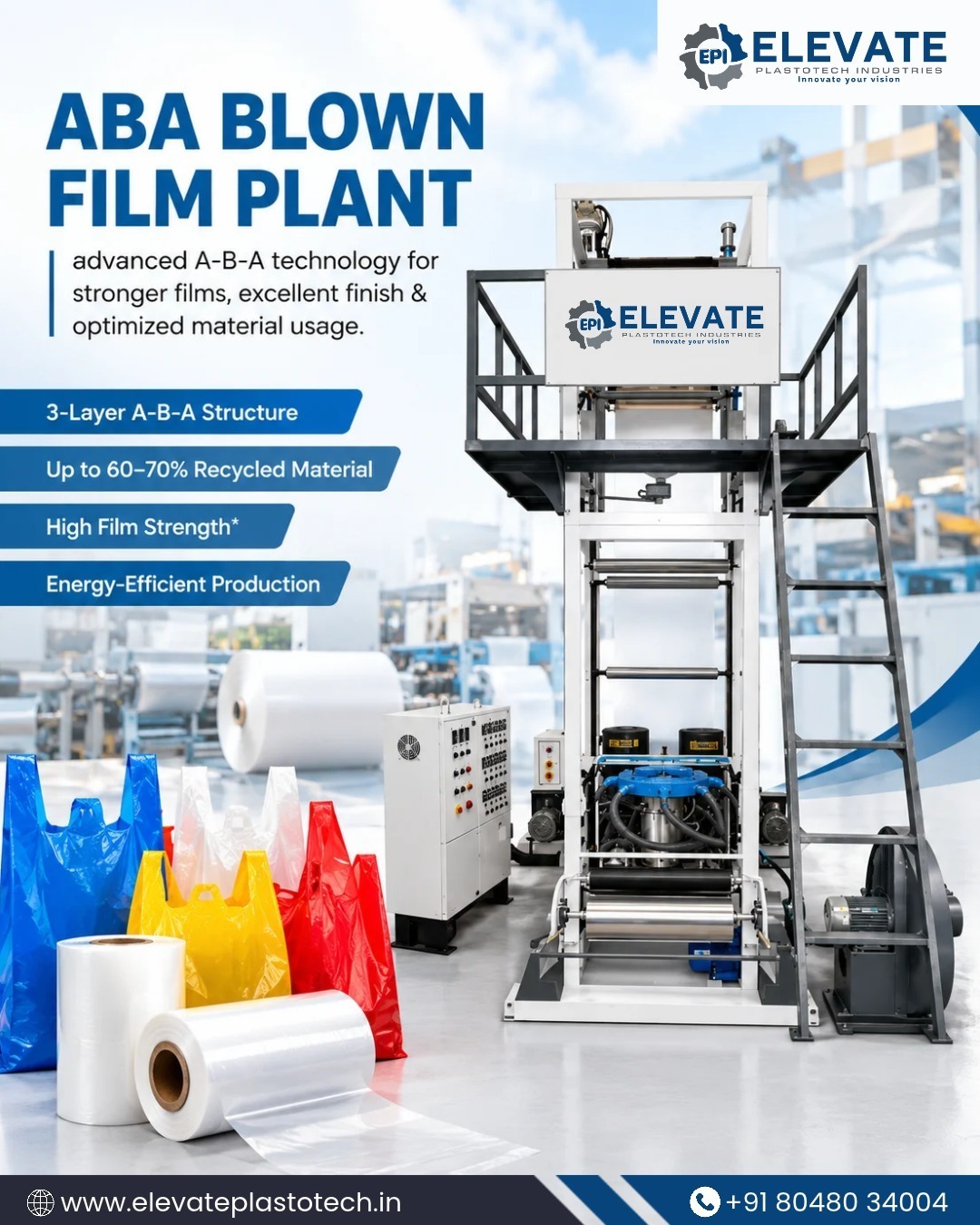 ABA Blown Film Plant Manufacturer in Ahmedabad | Elevate Plastotech Industries