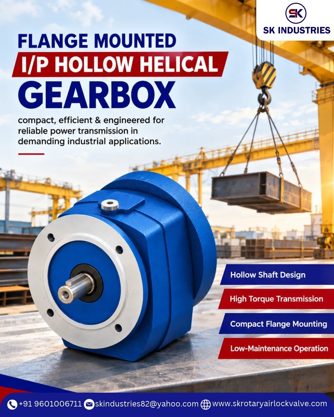 Flange Mounted I/P Hollow Helical Gearbox for Efficient Speed Reduction and Torque Transfer