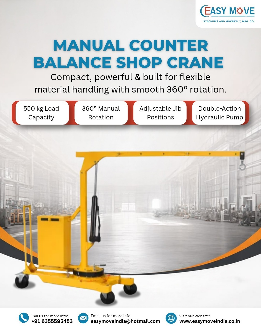 Manual Counter Balance Shop Crane for Efficient Material Handling