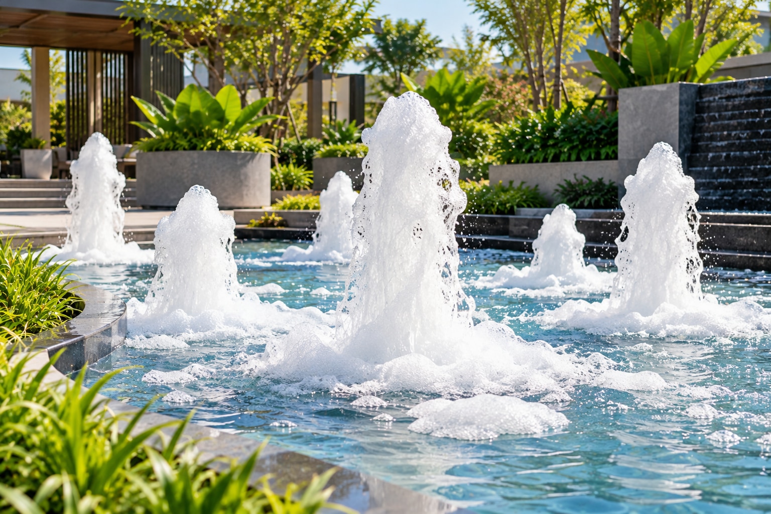 Foam Fountains for Pools, Gardens and Landscape Areas