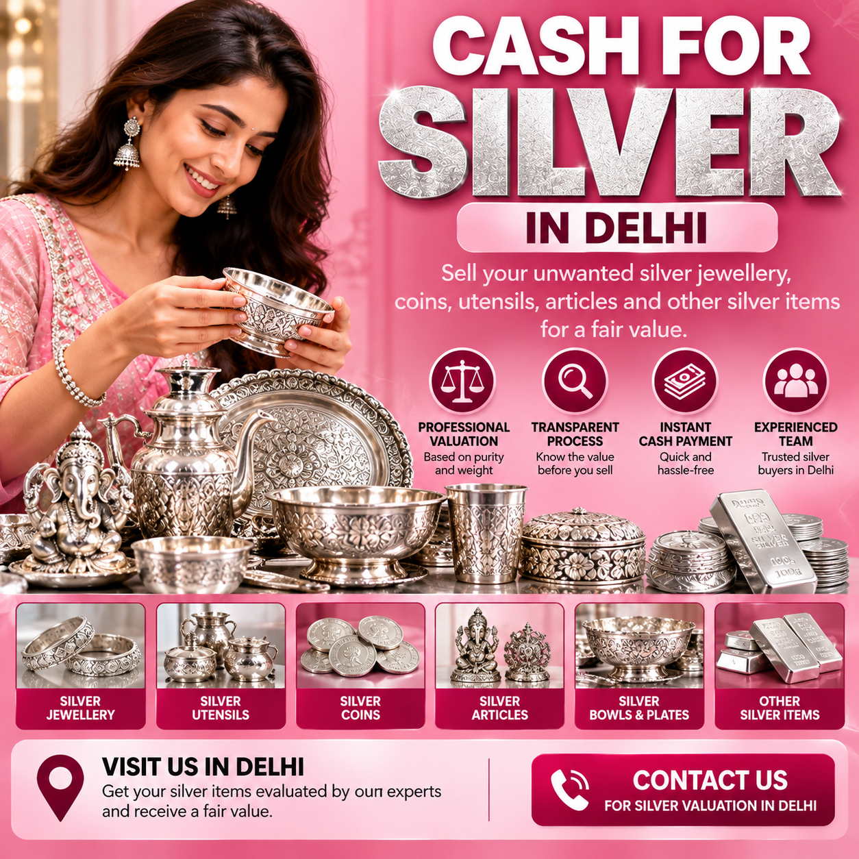 Cash for Silver in Delhi – Sell Your Unwanted Silver
