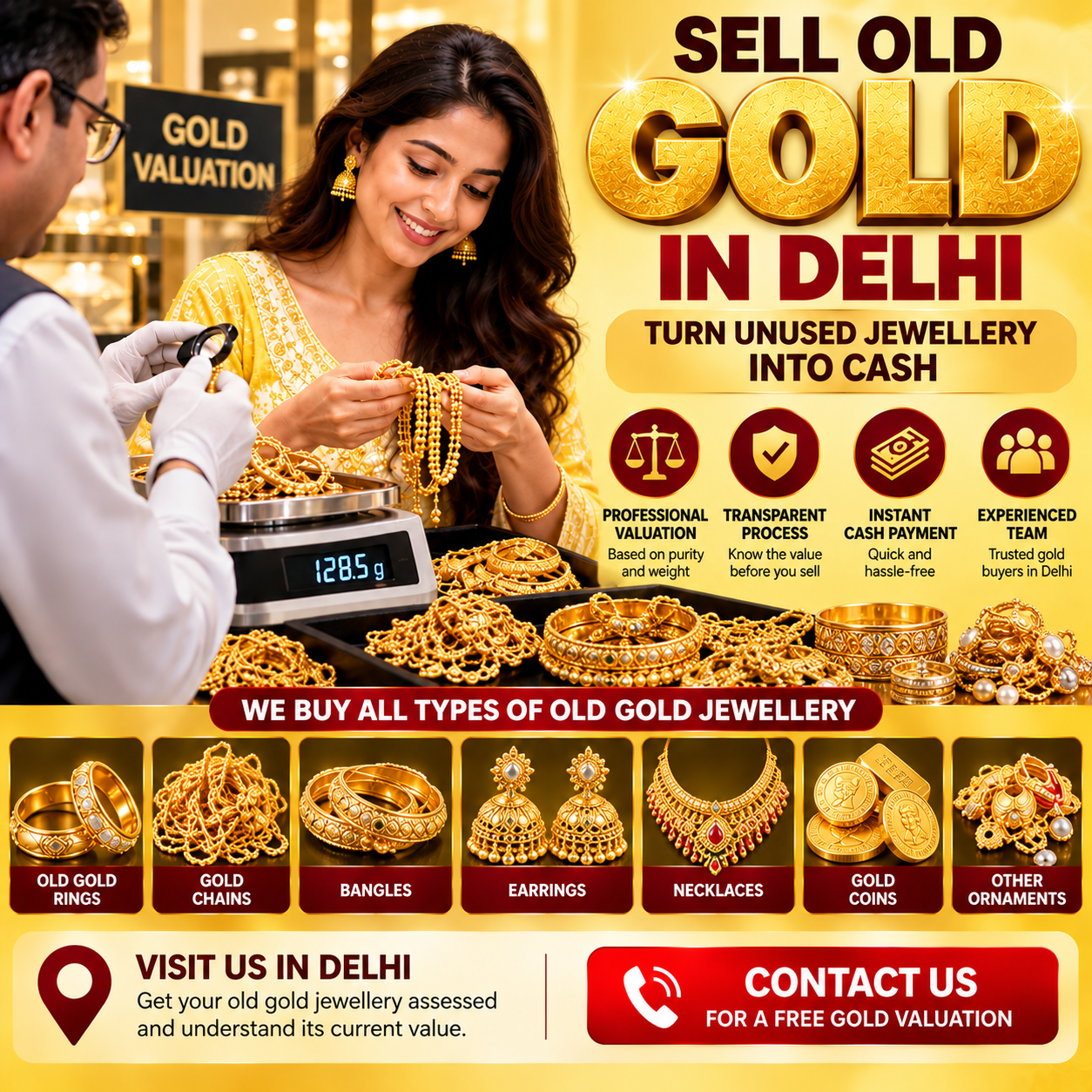 Sell Old Gold in Delhi – Turn Unused Jewellery Into Cash
