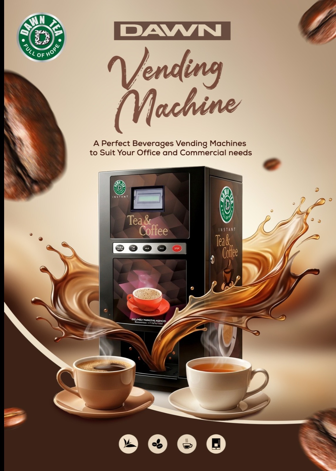 BUDGET FRIENDLY TEA AND COFFEE VENDING MACHINE AND PREMIXES IN RAMANATHAPURAM