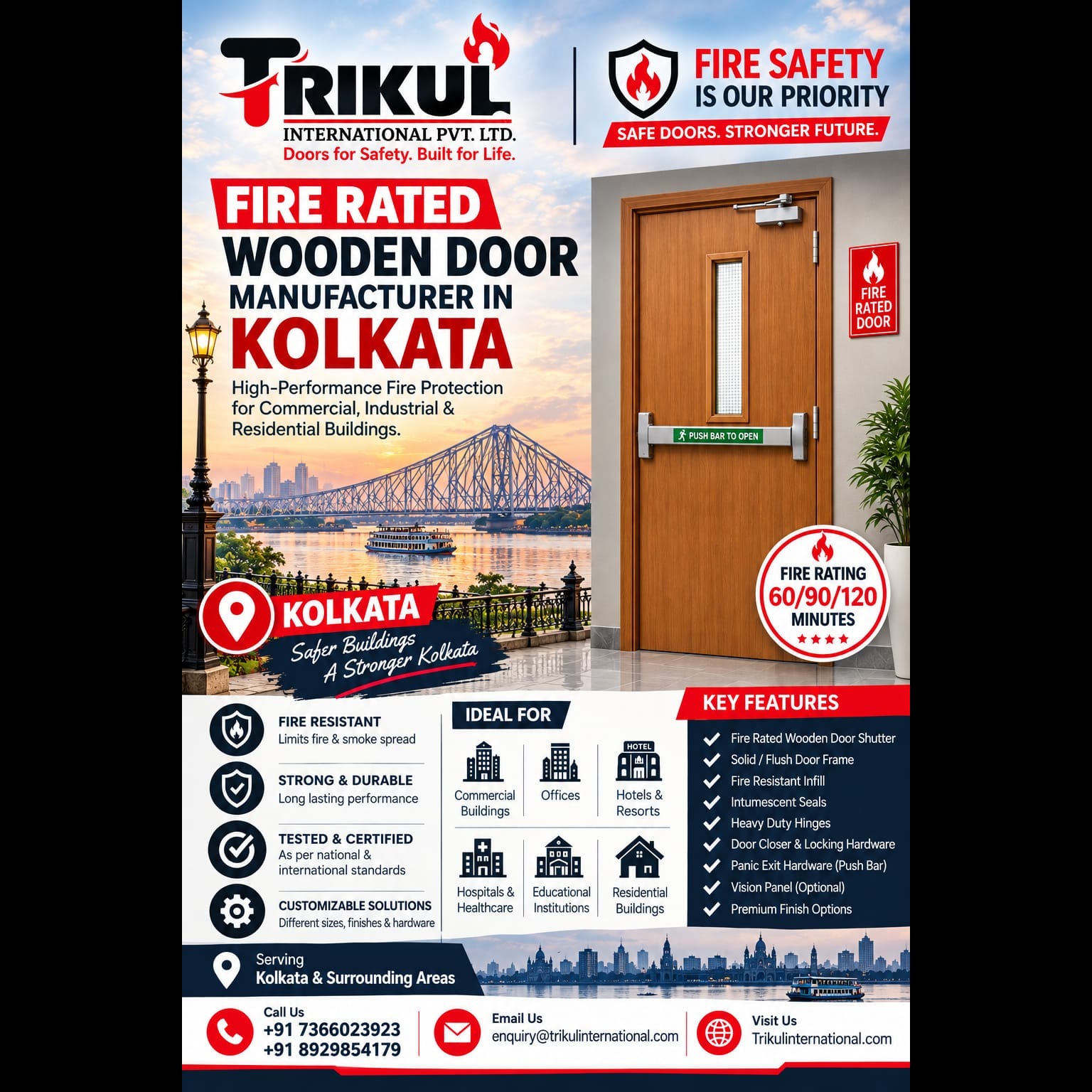 Fire Rated Wooden Door Manufacturer in Kolkata – Trikul International