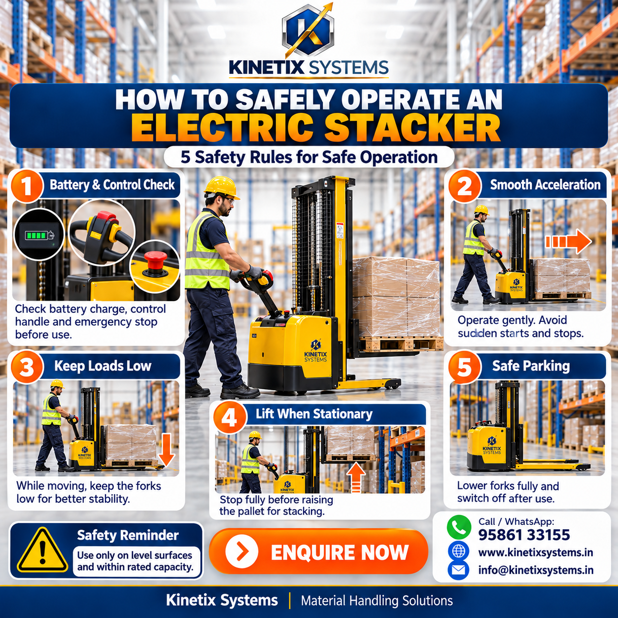 ⚡ 5 Essential Safety Rules for Operating an Electric StackerElectric Stackers drastically improve wa...