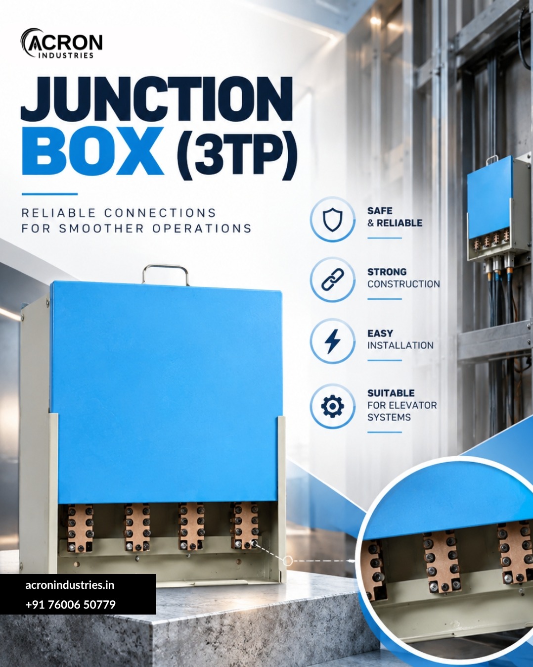 Elevator Junction Box (3TP) | Reliable connections, organized better.
Designed for elevator electric...