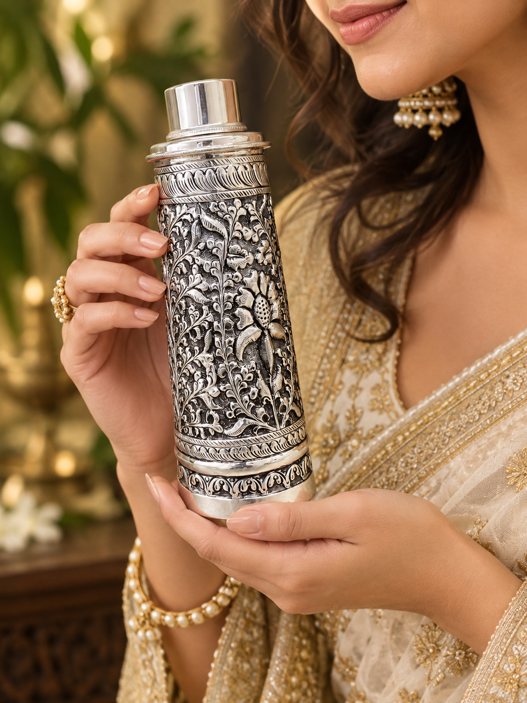 Antique 92.5 Silver Water Bottle – A Blend of Heritage & Elegance