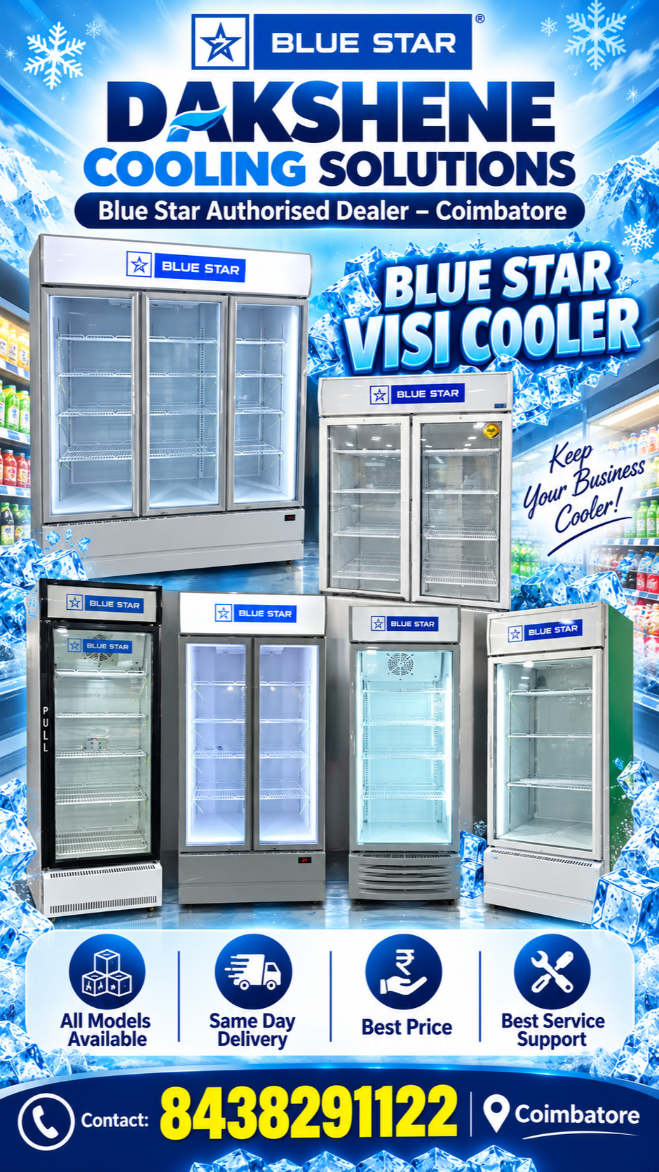 Dakshene Cooling Solutions | Blue Star Authorised Commercial visi cooler Dealers In Coimbatore