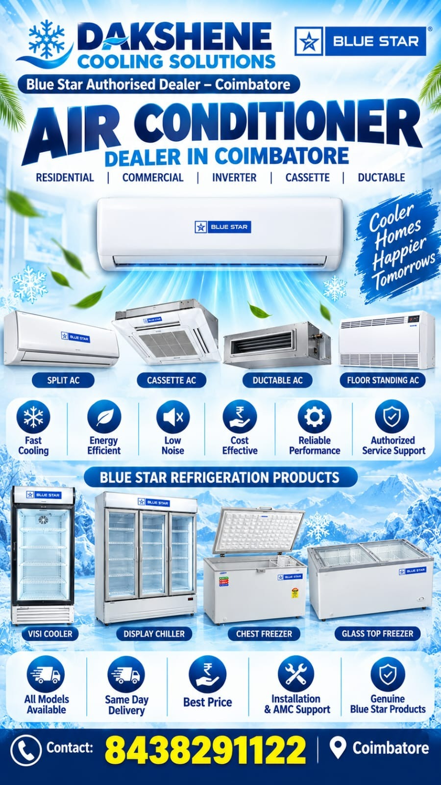 Dakshene Cooling Solutions | Blue Star Authorised Air Conditioner Dealers In Coimbatore +91843829112