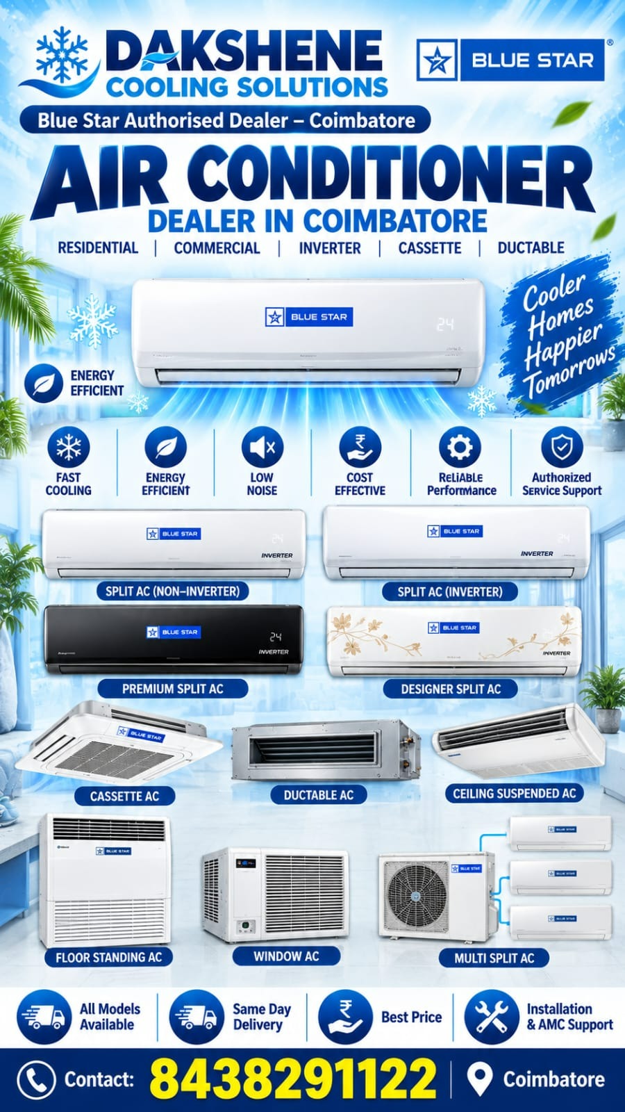 Dakshene Cooling Solutions | Blue Star Authorised Ac Dealers In Coimbatore +918438291122