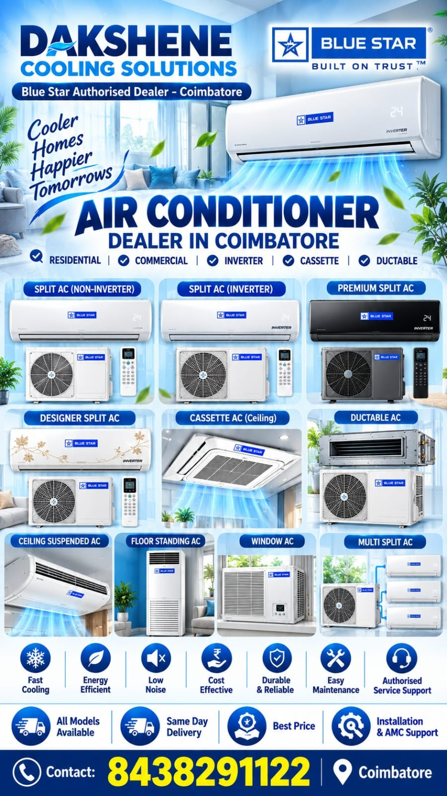 Dakshene Cooling Solutions | Blue Star Authorised Ac Dealers In Coimbatore +918438291122