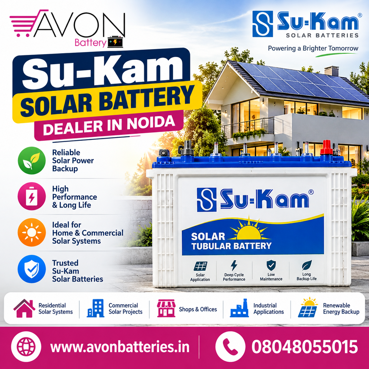 Su-Kam Solar Battery Dealer in Noida | Avon Battery
