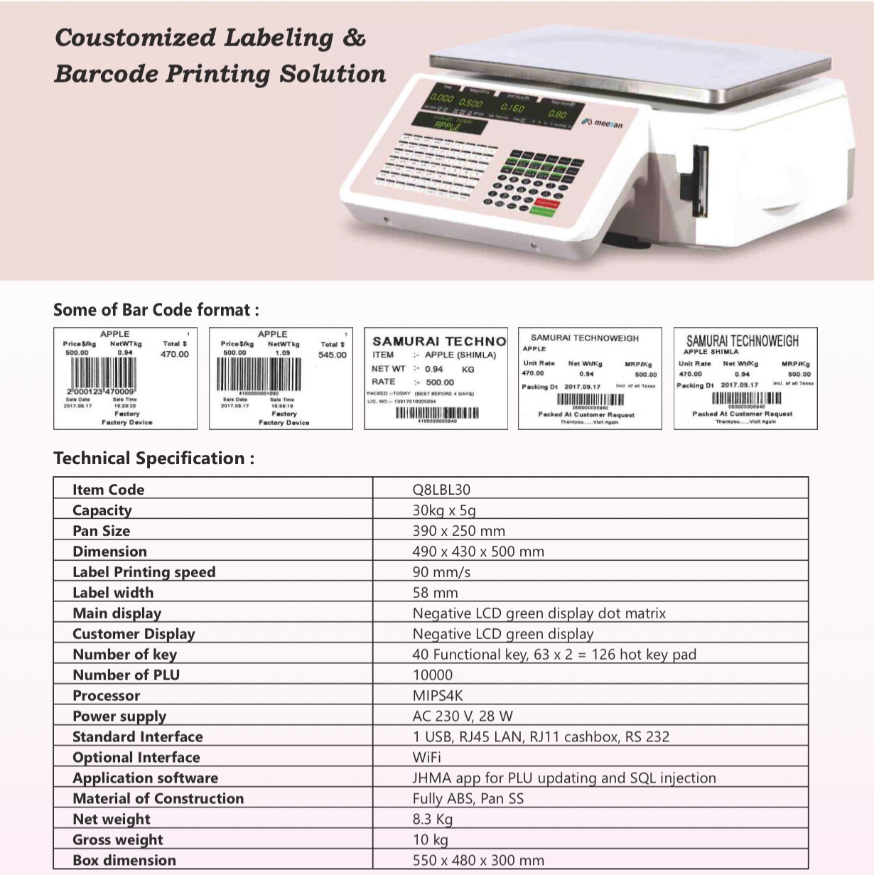 Barcode Printing Scale