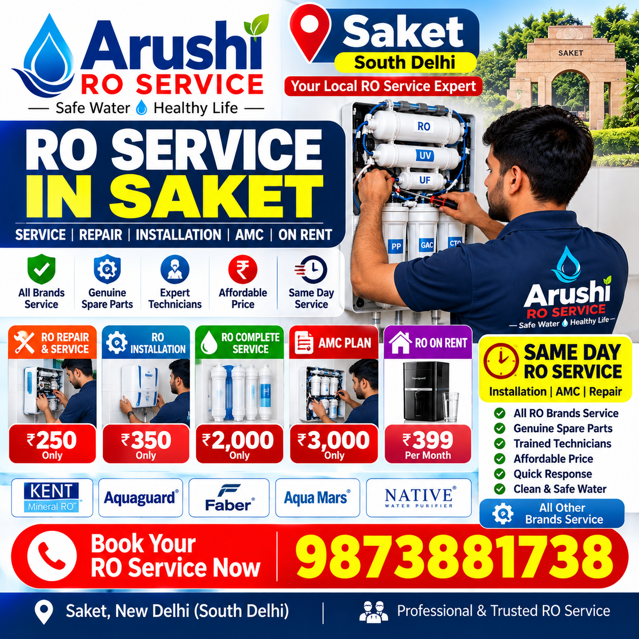 RO Service in Saket, South Delhi | Arushi RO Service