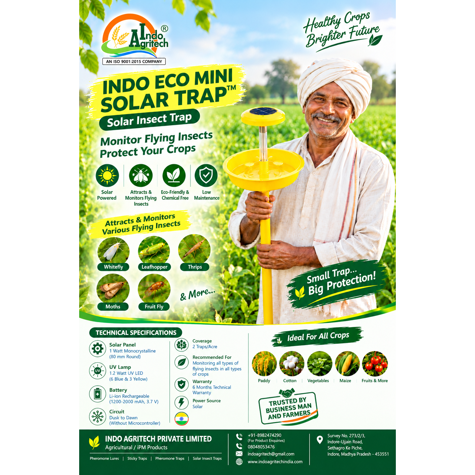 INDO ECO MINI SOLAR TRAP™ – Solar Insect Trap for Agriculture