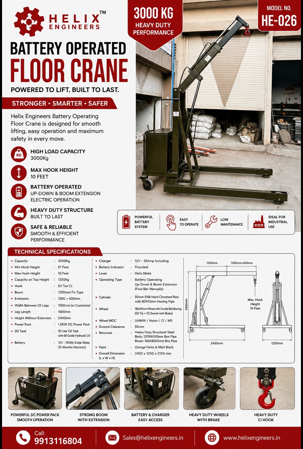 Use of Hydraulic Floor Cranes by Helix Engineers