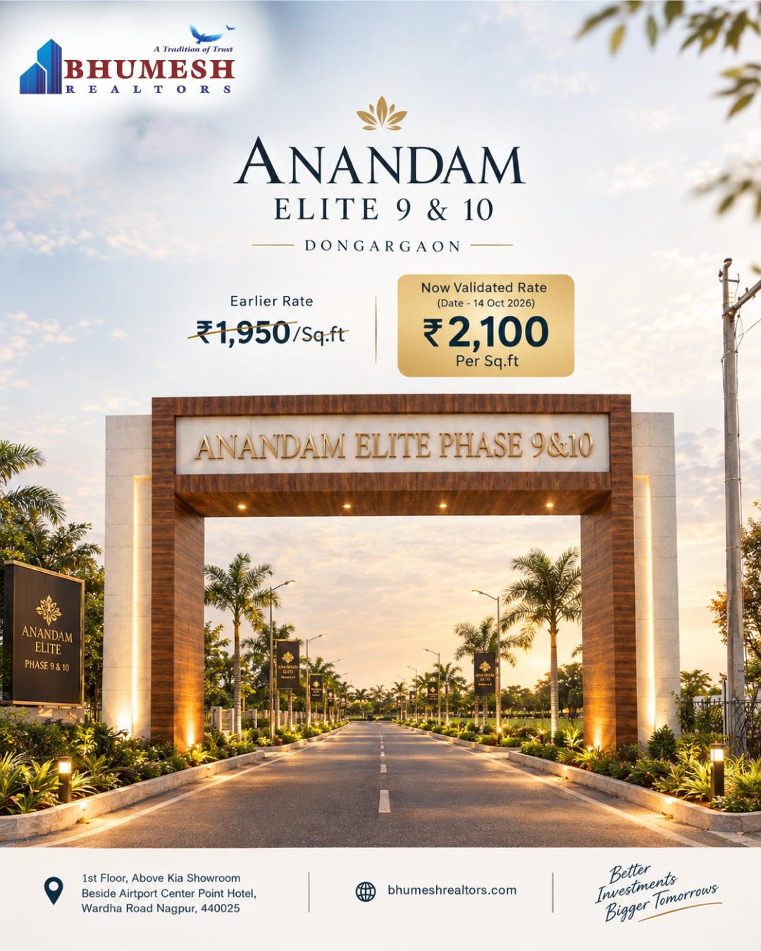 Your opportunity to invest in **Anandam Elite 9 & 10, Dongargaon, Nagpur** is getting even