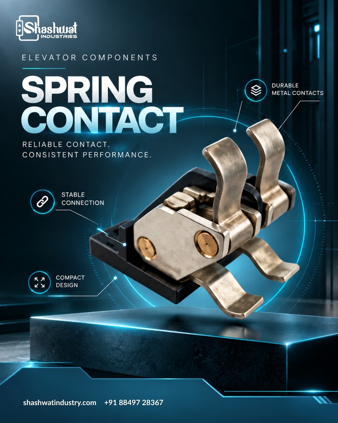 Elevator Spring Contact | Small component. Reliable connection.
Designed with a compact spring-cont...