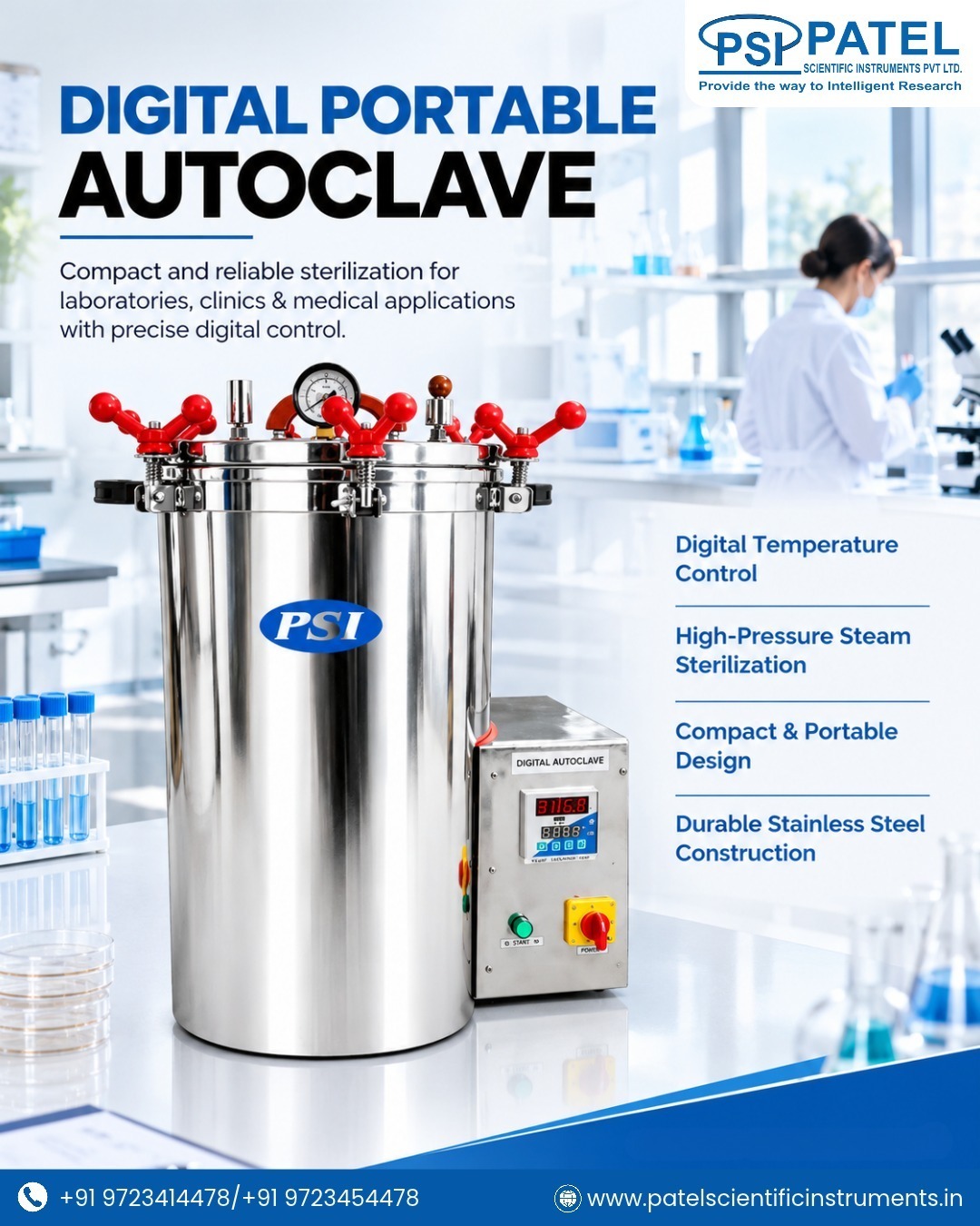 Digital Portable Autoclave Manufacturer | Patel Scientific Instruments Pvt Ltd