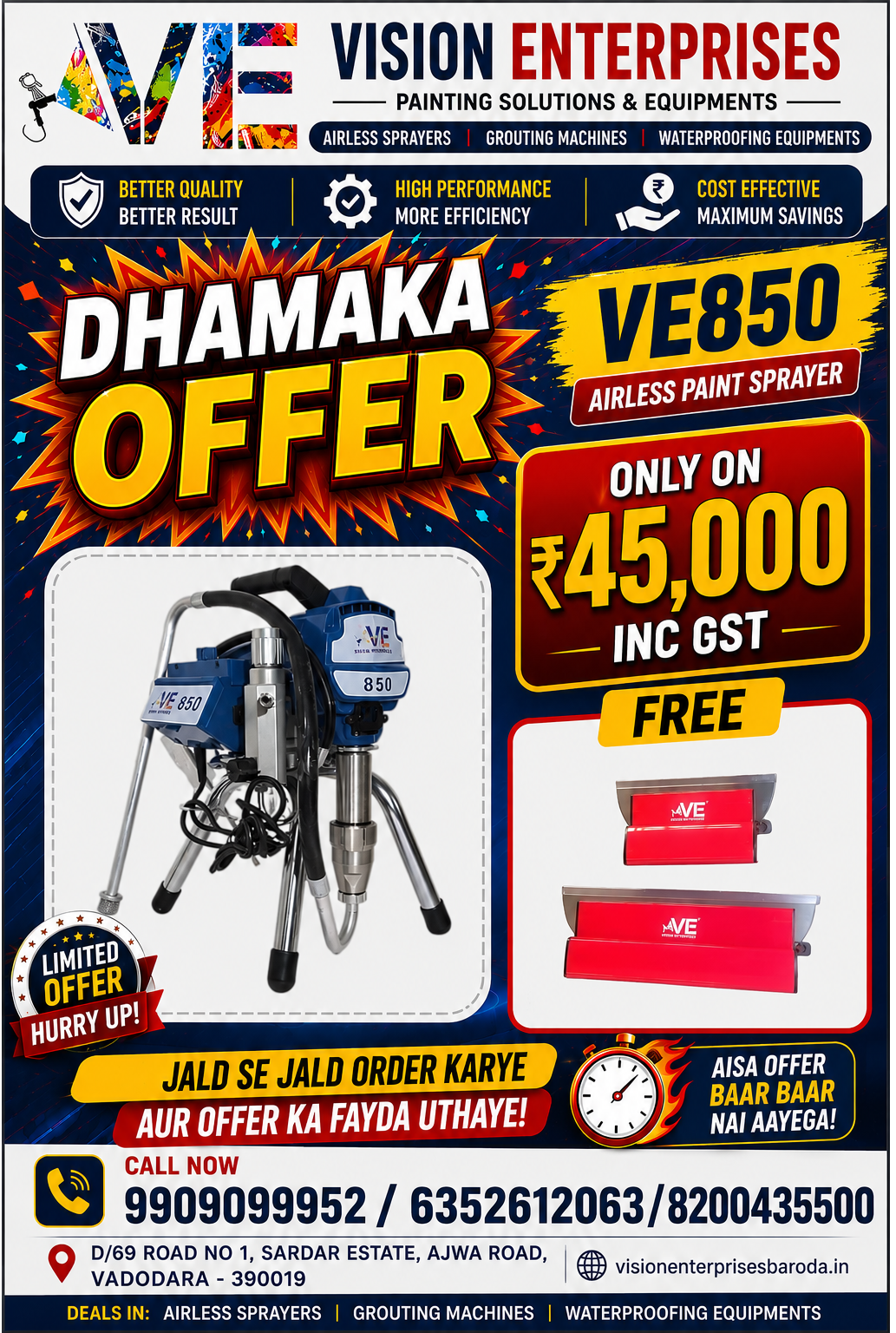 VE850 Airless Paint And Putty Sprayer Machine at ₹45,000 Professional Airless Painting Equipment