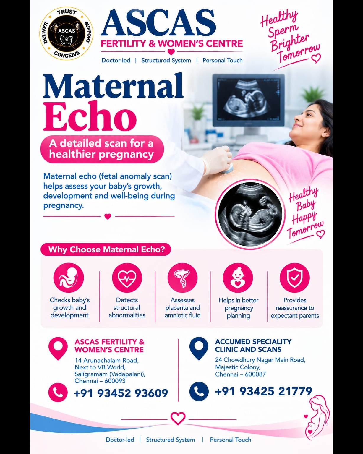 💗 Maternal Echo–A Detailed Scan for a Healthier Pregnancy @ASCAS FERTILITY & WOMANS CENTRE,CHENNAI.