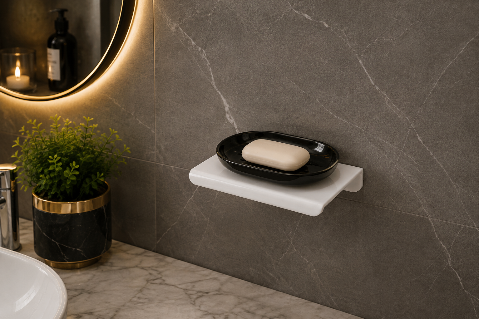 Acrylic Black Single Soap Dish