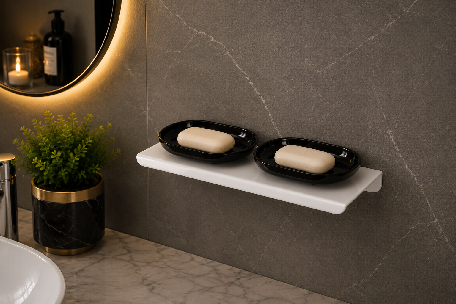 Acrylic Black Double Soap Dish