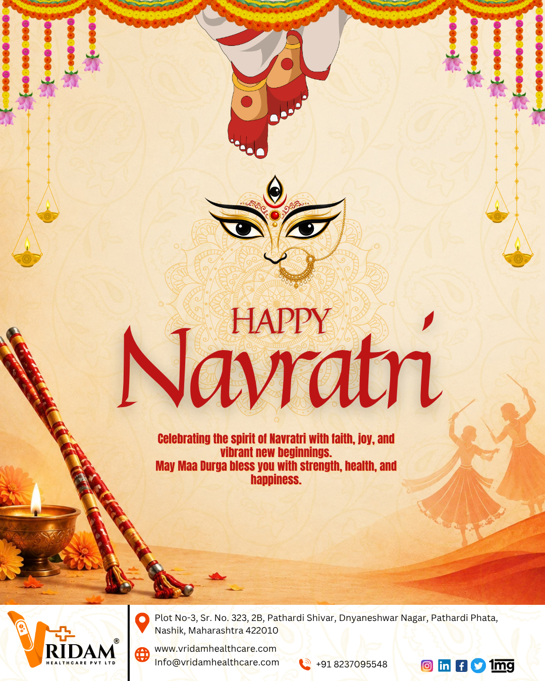 Happy Navratri from Vridam Pharmaceutical Pvt Ltd.