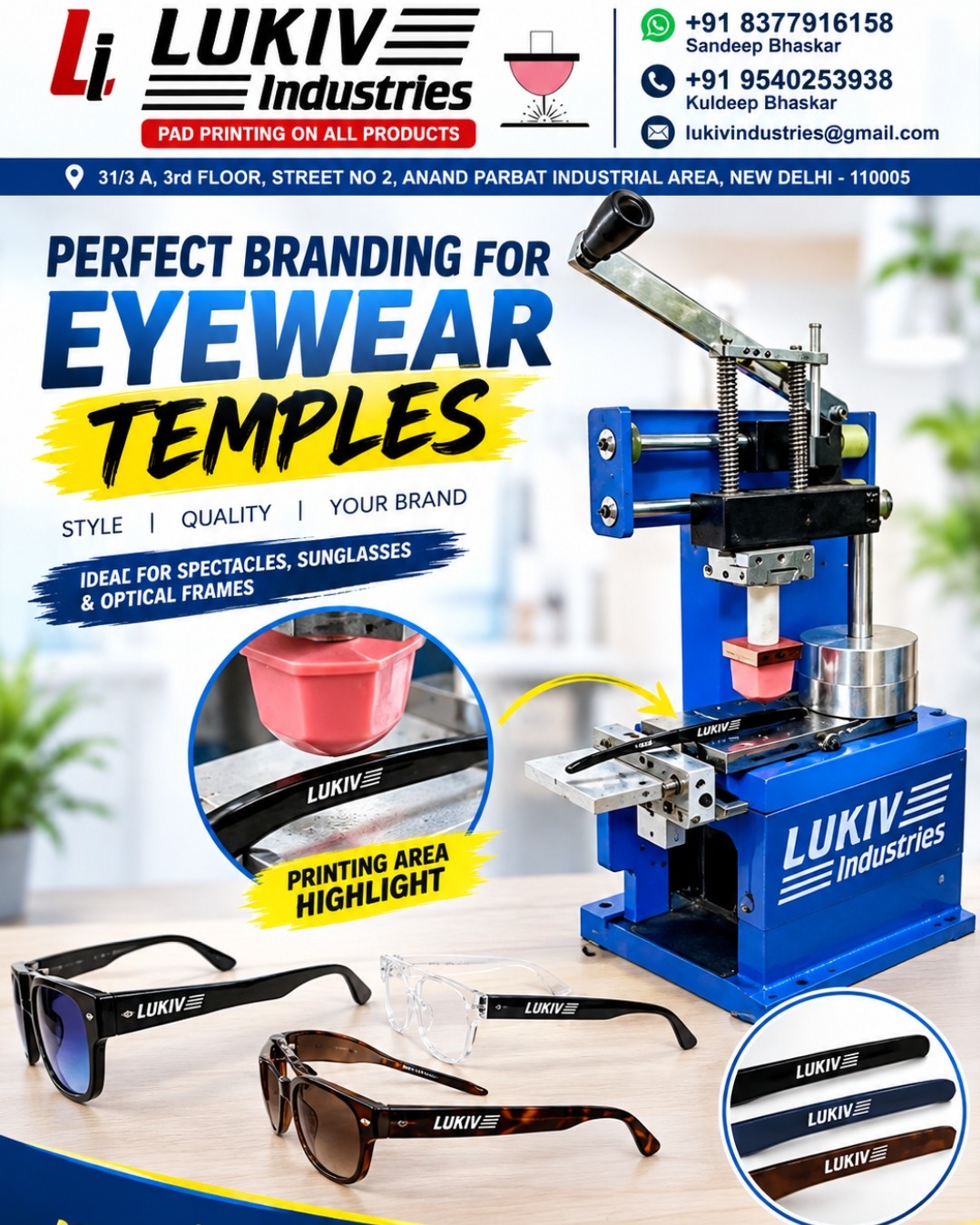 Perfect Branding for Eyewear Temples Manual Pad Printing Machine in Ajmeri Gate