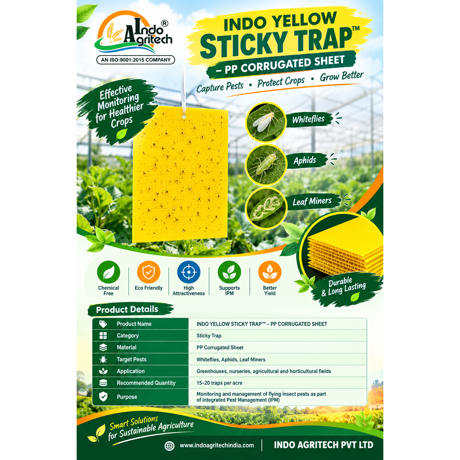 INDO YELLOW STICKY TRAP™ – PP Corrugated Sheet for Sustainable Pest Management