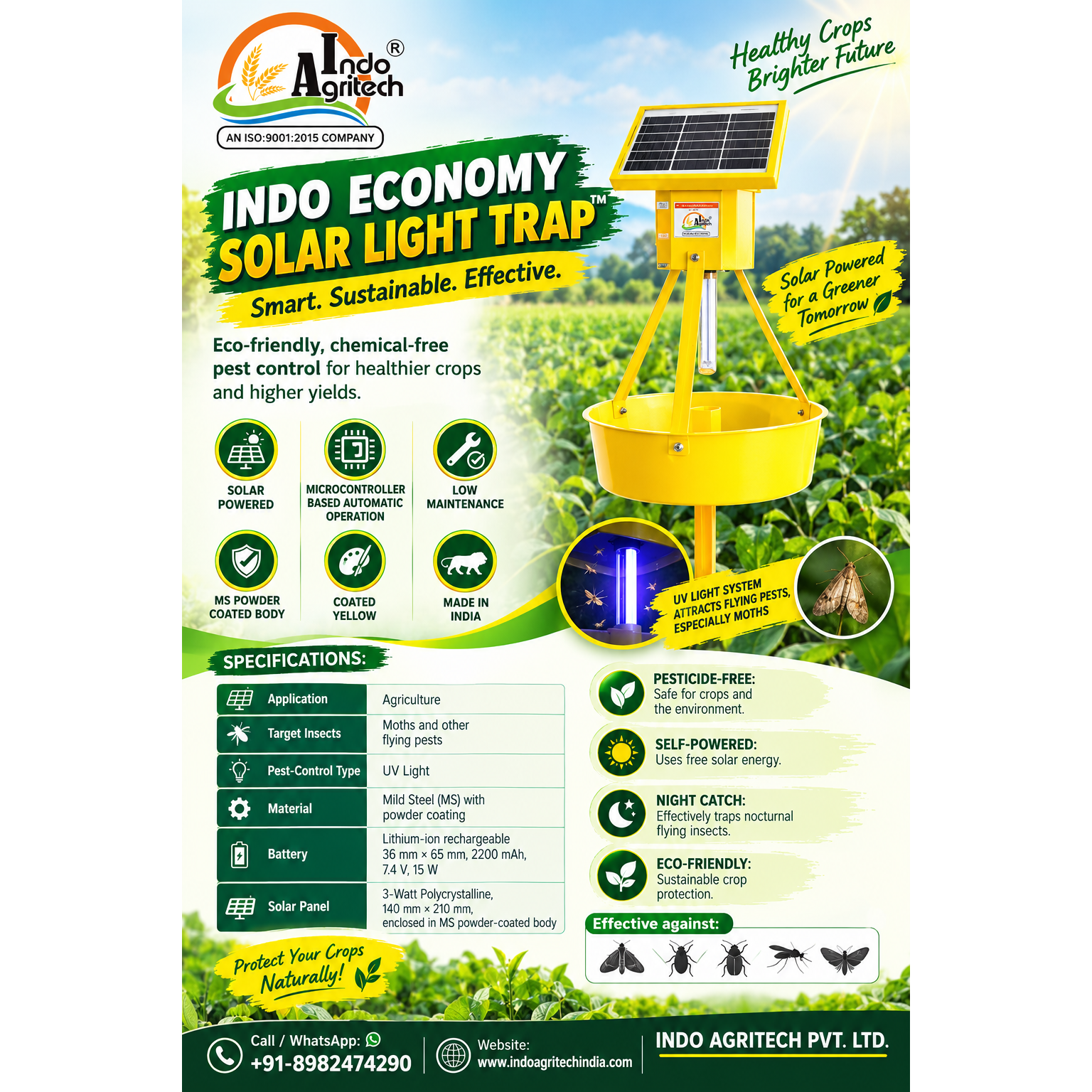 INDO ECONOMY SOLAR TRAP™ – Solar-Powered Insect Management for Sustainable Farming
