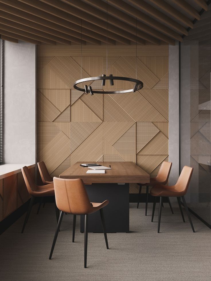 Conference Room Interior Design with Geometric Wall Panelling | Nungambakkam