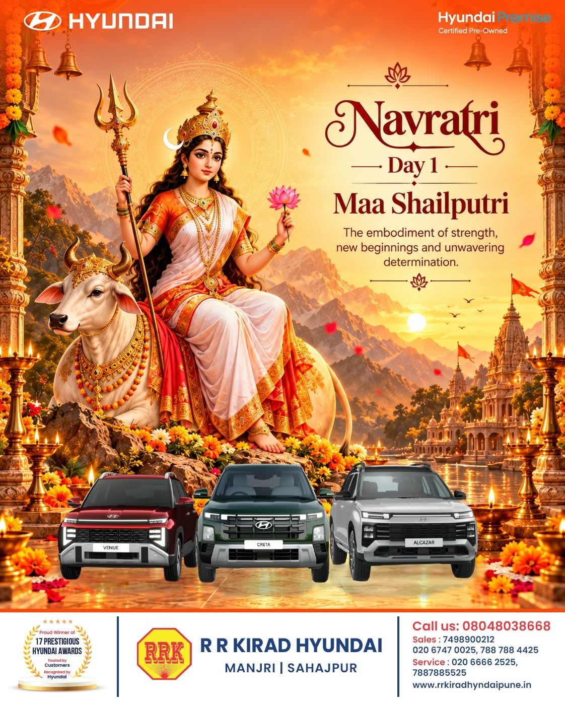 Begin the divine journey of Navratri with the blessings of Maa Shailputri, the symbol of strength, p...