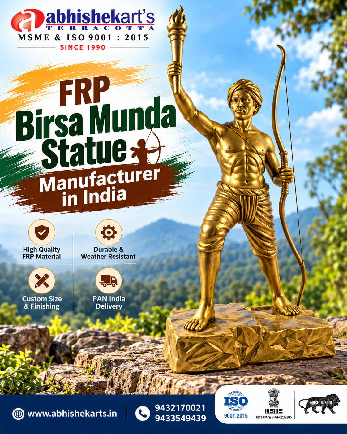 FRP Birsa Munda Statue Manufacturer in India | ABHISHEK ARTS