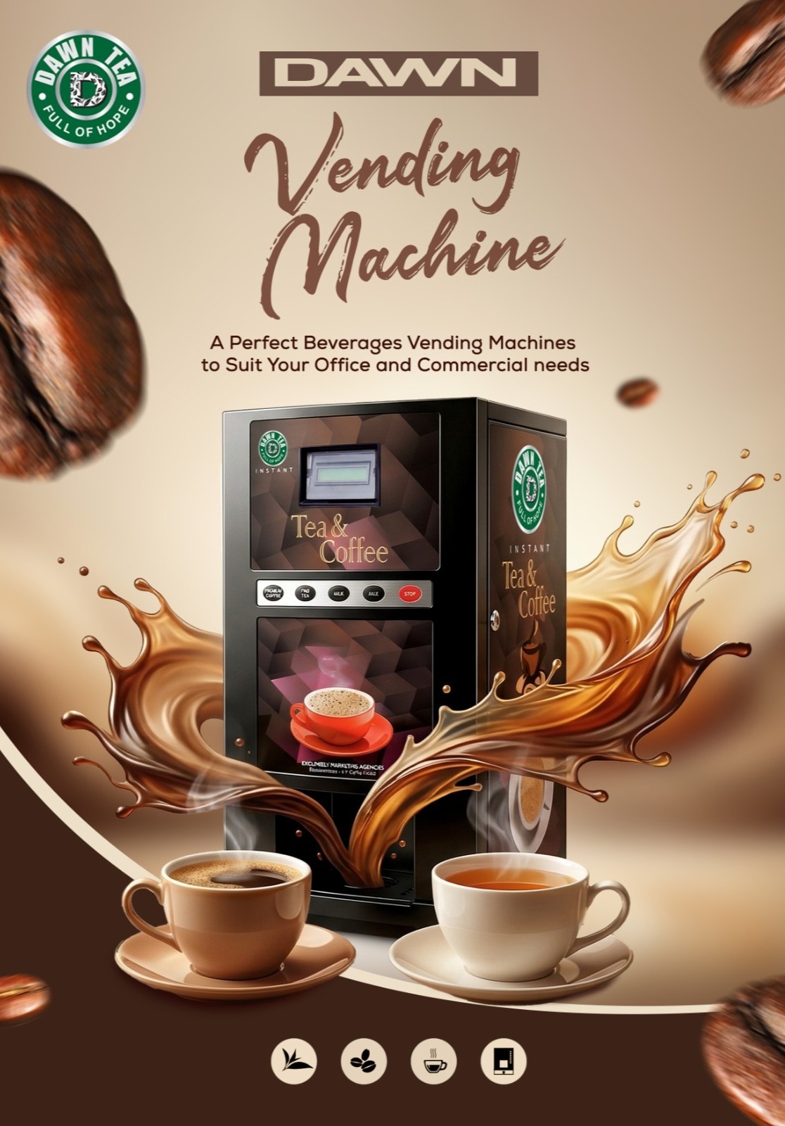 BUDGET FRIENDLY TEA AND COFFEE VENDING MACHINE AND PREMIXES IN RAMANATHAPURAM
