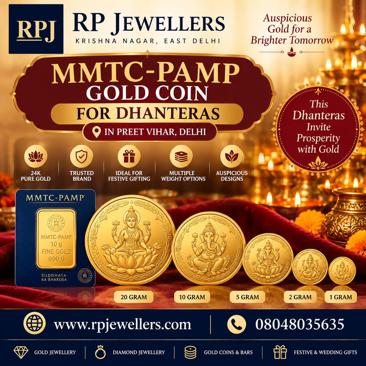 MMTC-PAMP Gold Coin for Dhanteras in Preet Vihar | RP Jewellers