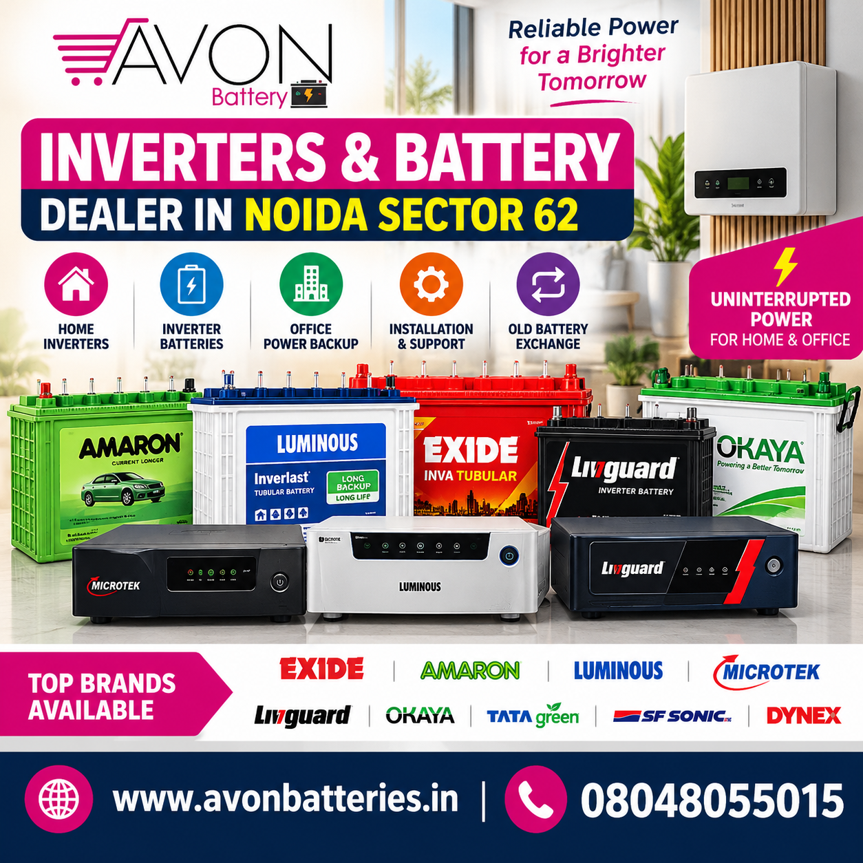 Inverters & Battery Dealer in Noida Sector 62 | Avon Battery