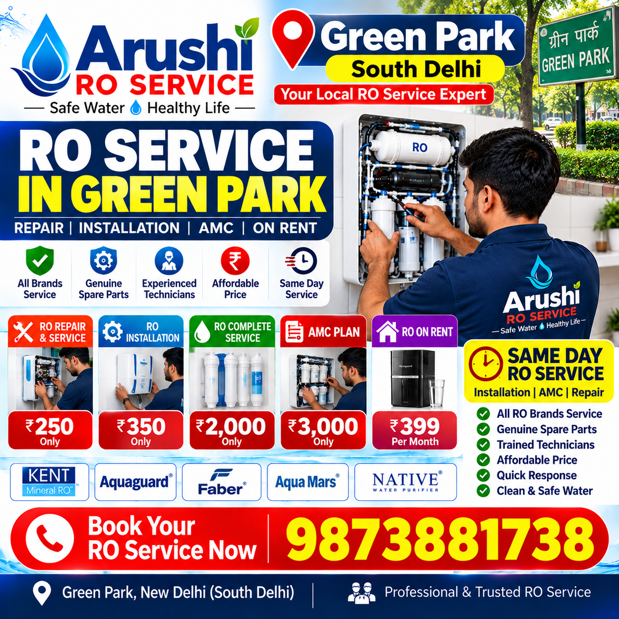 RO Service in Green Park, South Delhi | Arushi RO Service