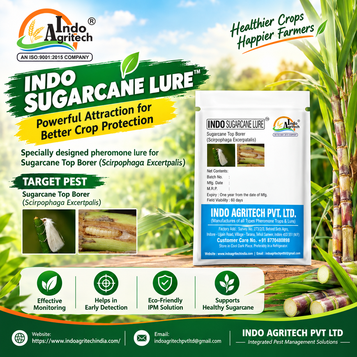 INDO SUGARCANE TOP BORER LURE – Pheromone Lure for Sugarcane Pest Monitoring