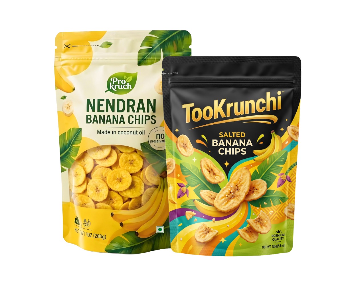 Banana Chips Stand-Up Pouch Packaging & Printing in Coimbatore