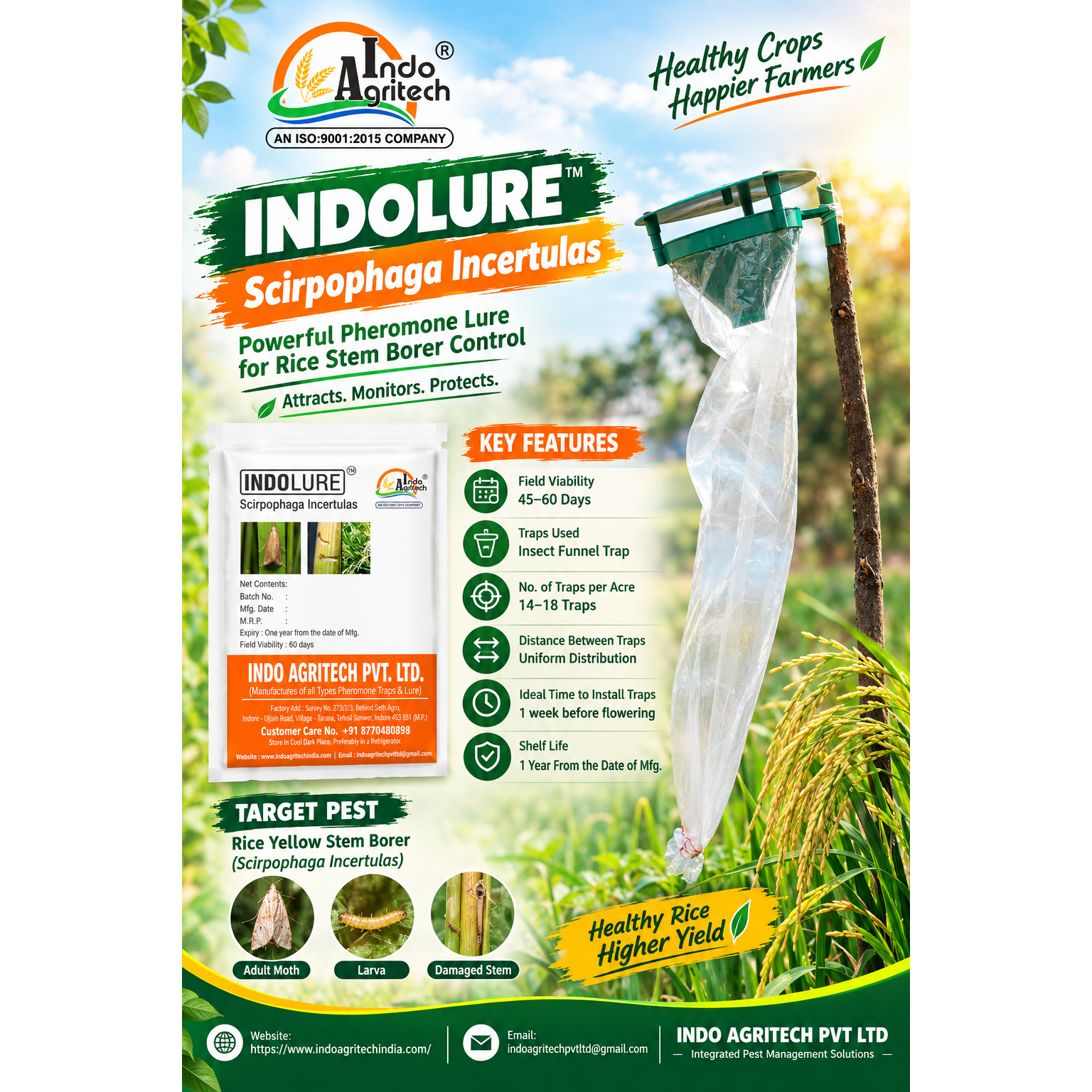 INDO RICE YELLOW STEM BORER LURE™ – Pheromone Lure for Paddy Crop Pest Monitoring