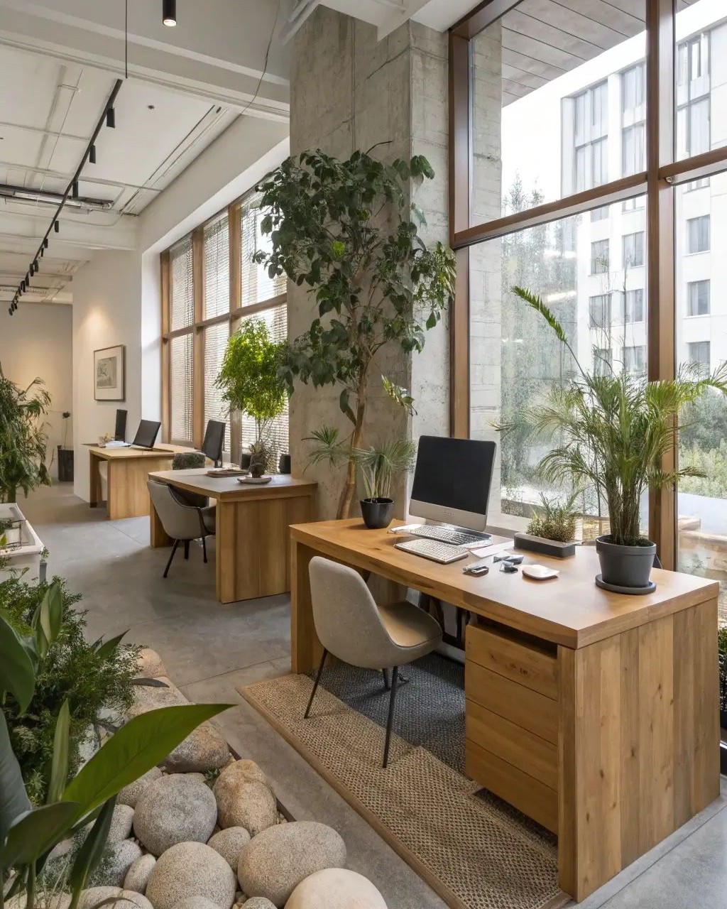 Nature Inspired Office Interior Design with Wooden Workstations | Adyar