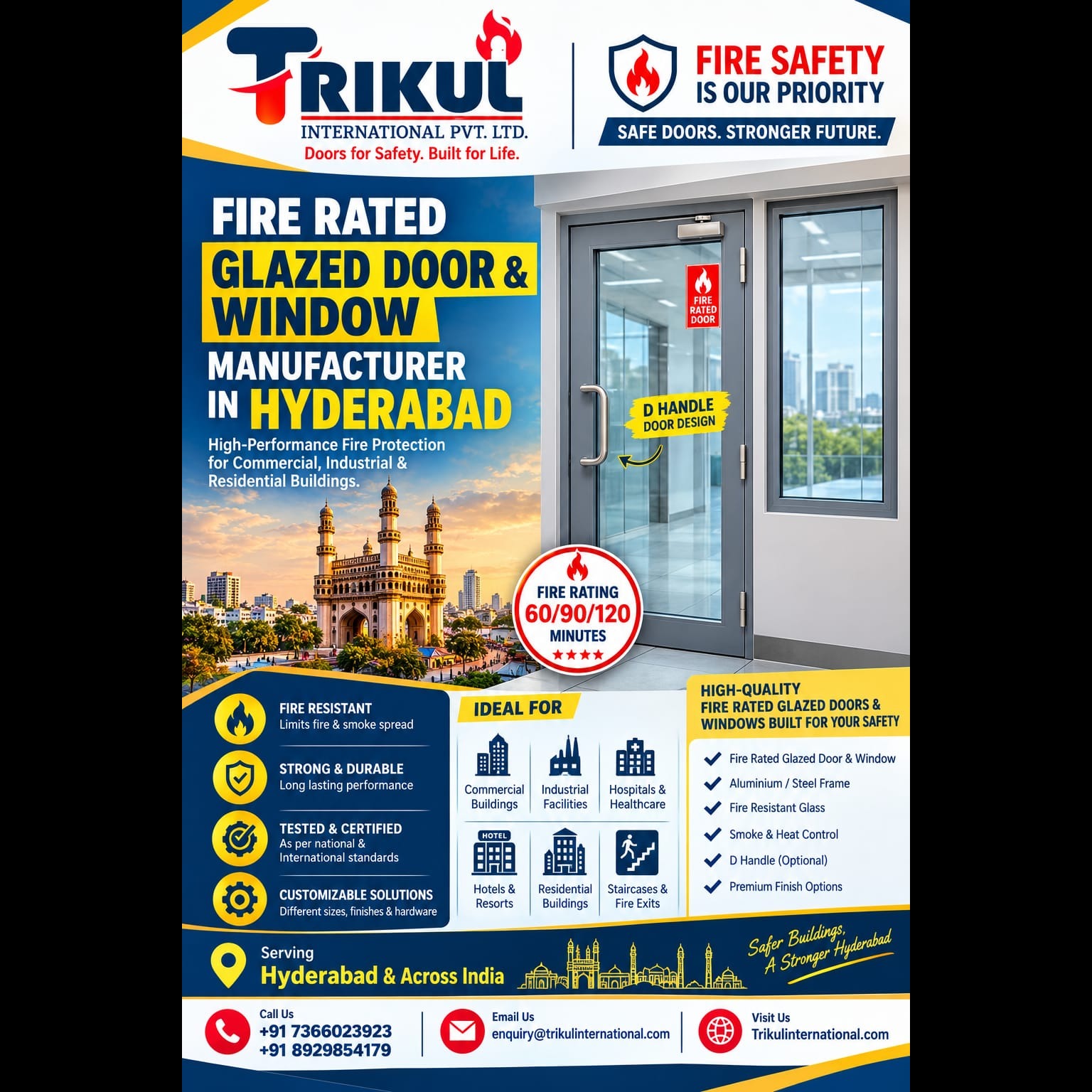 Fire Rated Glazed Door & Window Manufacturer in Hyderabad – Trikul International