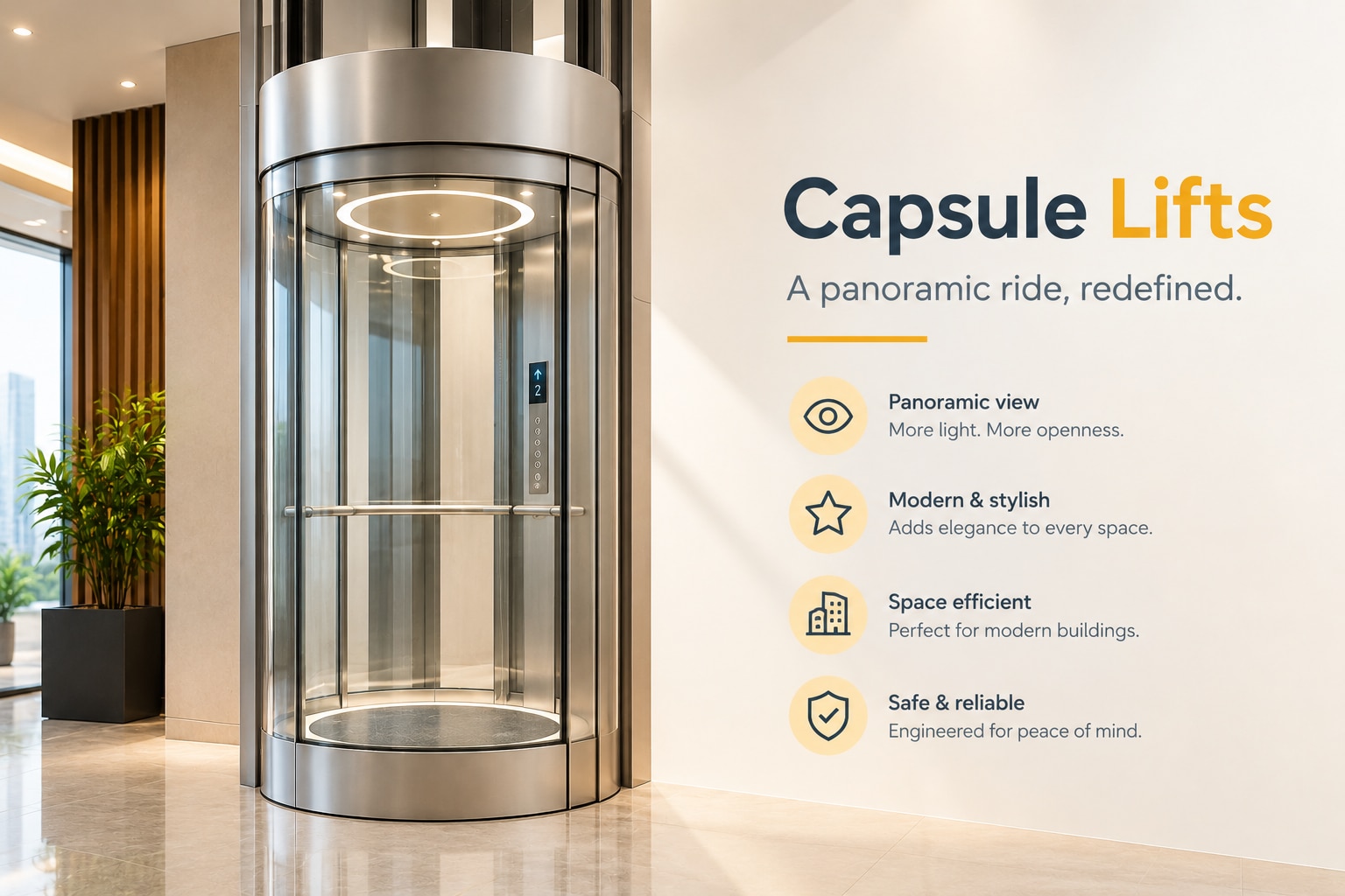 Designer Capsule Lifts for Surat Hotels and Showrooms