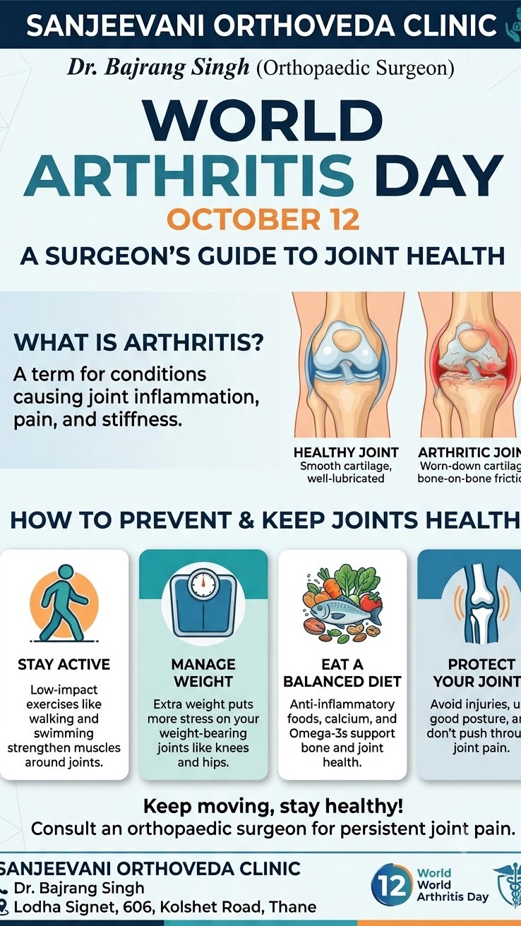 #WorldArthritisDay #JointHealth #OrthopaedicSurgeon #DrBajrangSingh #SanjeevaniOrthoveda #Thane