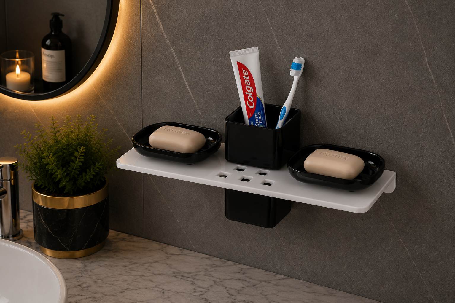 Acrylic Black 3 in 1 Soap Dish