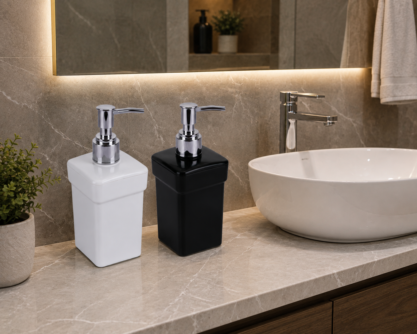 Acrylic White & Black Soap Dispenser