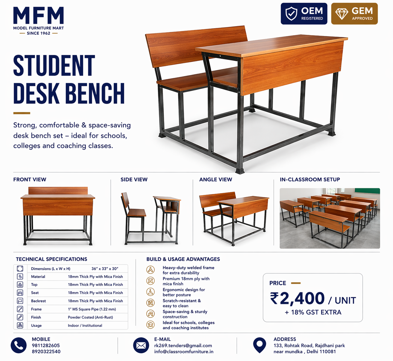 SCHOOL FURNITURE IN DWARKA