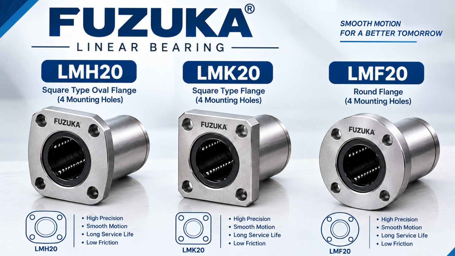 FUZUKA LMH20, LMK20 & LMF20 Linear Ball Bearings